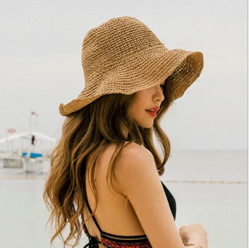 

Versatile Foldable Straw Hat Women's Summer Outing Sun-resistant Topee Korean-style Holiday Summer Hat Seaside Beach Hat Fashion