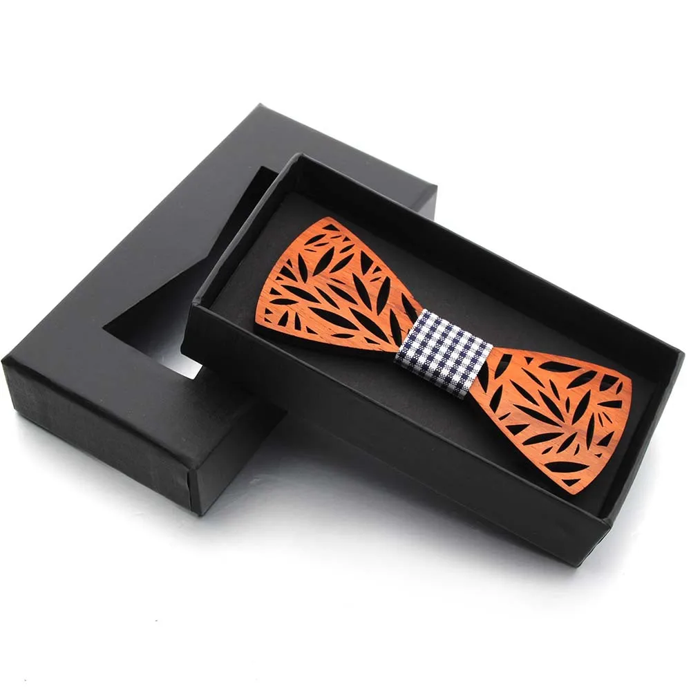 Wood Bowtie in Box Мужские выдалбливают, резные, деловые, вечерние, подарок, деревянный галстук-платок, винтажный галстук-бабочка, новая свадебная бабочка, настоящая древесина, галстук на шею - Цвет: Wood Bowtie in Box