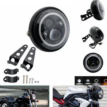 

7 Inch Motorcycle LED Headlight HeadLamp Bulb For Touring Softail FLD Motor HeadLamp Bulb DRL With Angel Ring