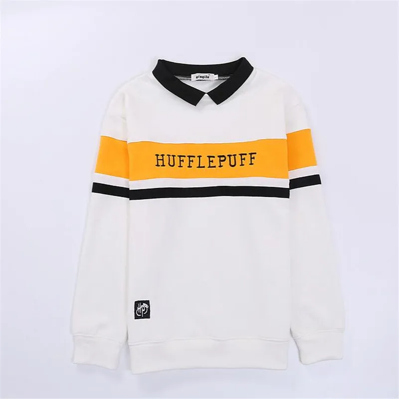 Hogwarts School Fleeces Magic Gryffindor Hufflepuff Ravenclaw Slytherin худи для молодых осенне-зимних влюбленных с вышитыми буквами подарок - Цвет: White Thick