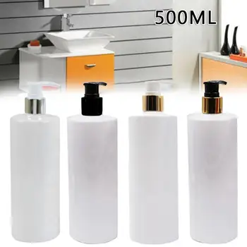 

500ml White Cylindrical PET Plastic Bottle 500ml Flat Shoulder White Silver Pump Head 4 Pieces Random Color Split Lotion Bottle
