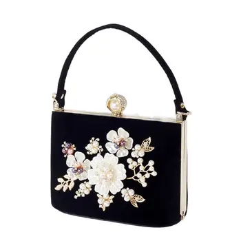 

Women Flower Beads Evening Clutch Bag Ladies Wedding Party Handbag Prom Purse Chain Shoulder Wallet 2019