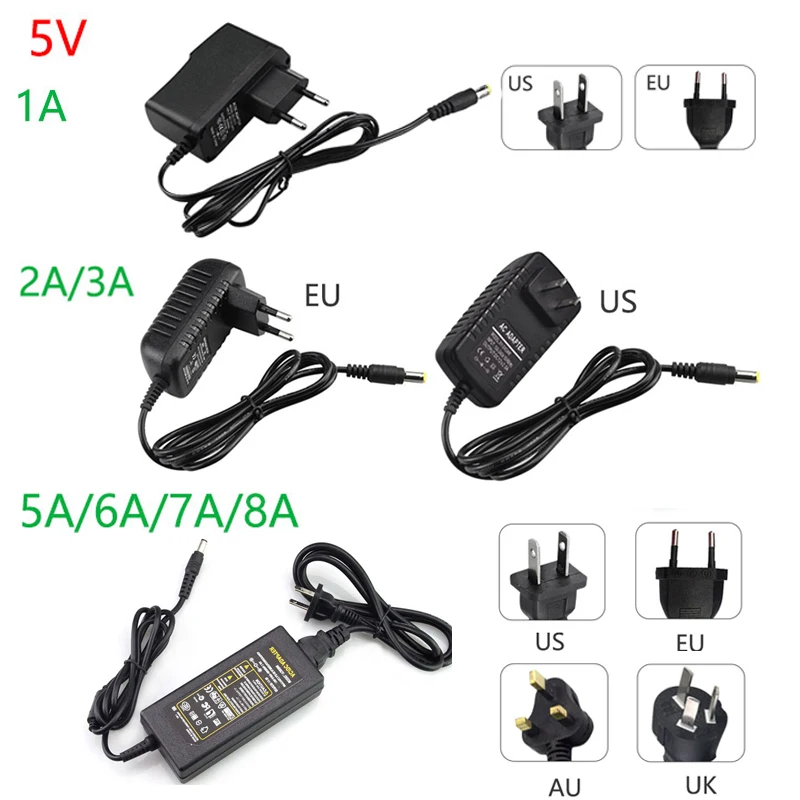 Блок питания DC 5V 12V 24 V 1A 2A 3A 5A 6A 8A адаптер питания DC 5 12 24 V вольт адаптер питания освещение Светодиодная полоска лампа - Цвет: 5V 1A2A3A5A6A7A8A