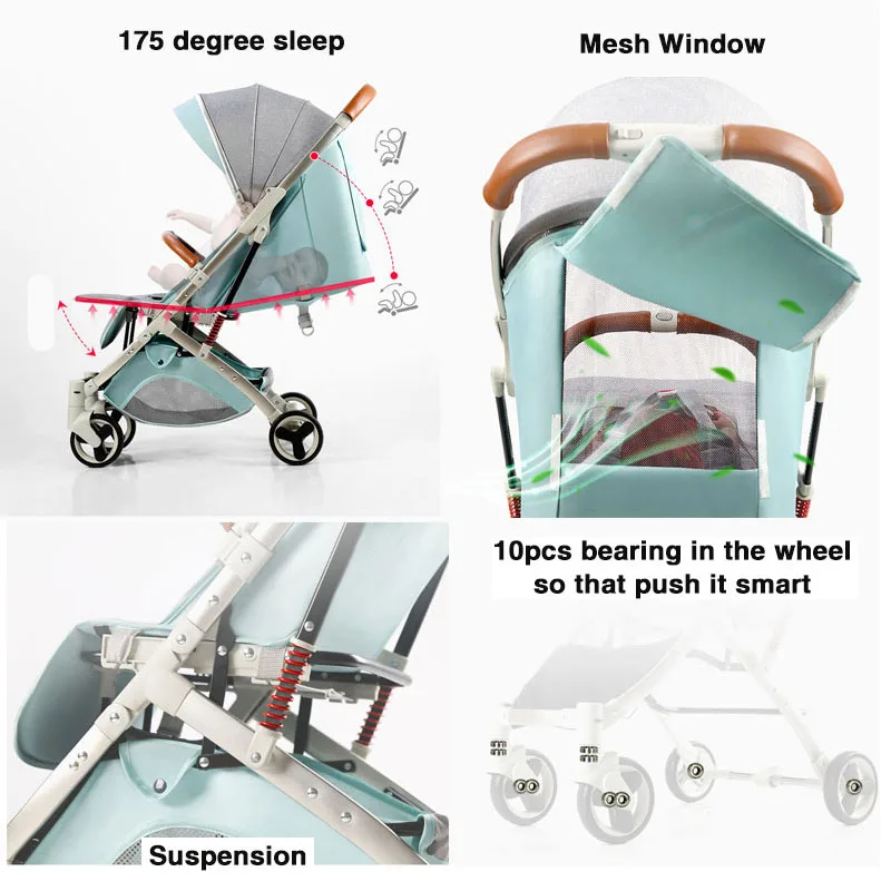 Парные Детские коляски могут сидеть лежать амортизатор высокий пейзаж летний для новорожденных съемный двойной складной легкий