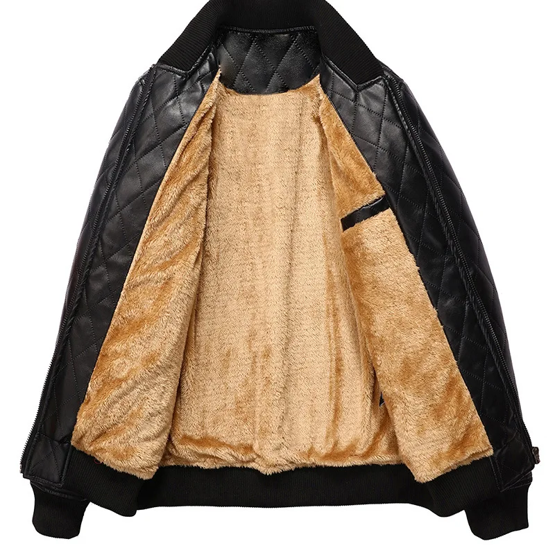 

Men's Leather Coat PU Leather Coat Jacket US Code Plus Velvet Leather Coat