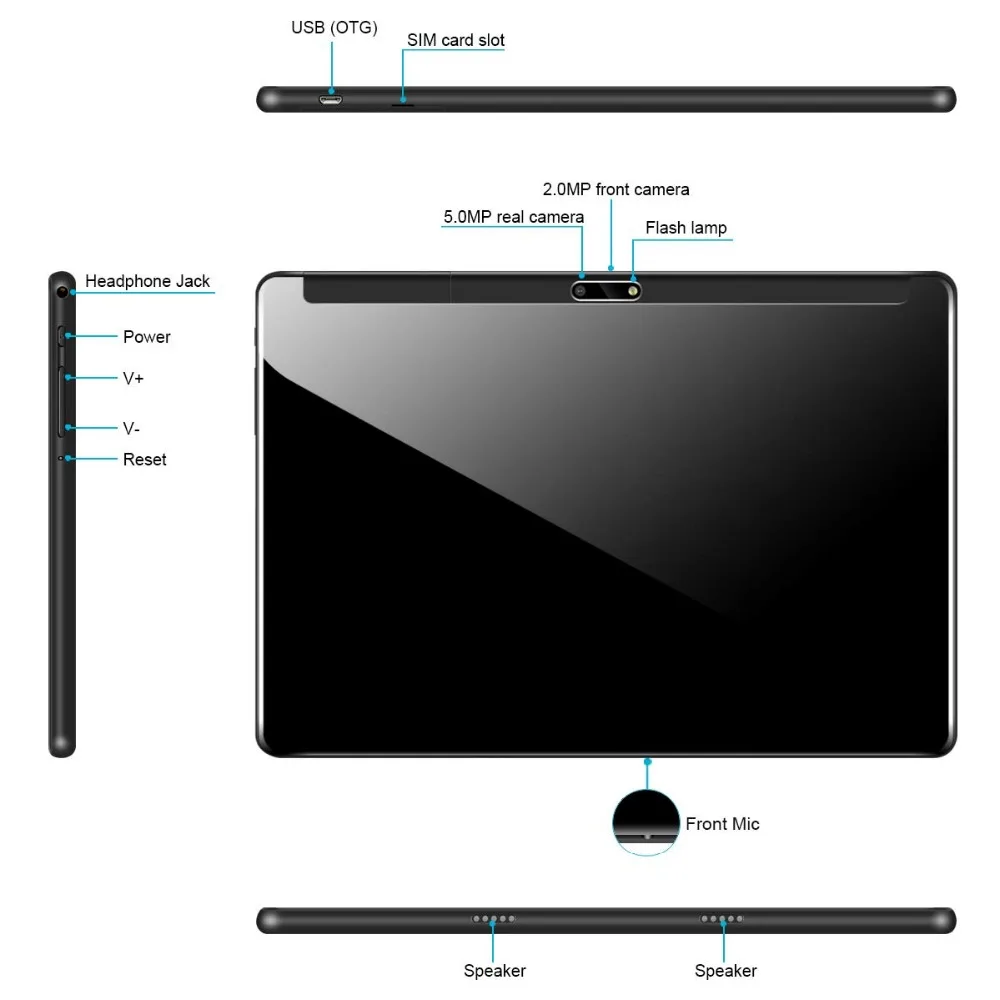 New System 10.1 inch Tablet 2.5D Tempered Glass 4G Phone Call 8GB/128GB Ten core Dual SIM Support 8.0 MP Android 9.0 Tablet PC