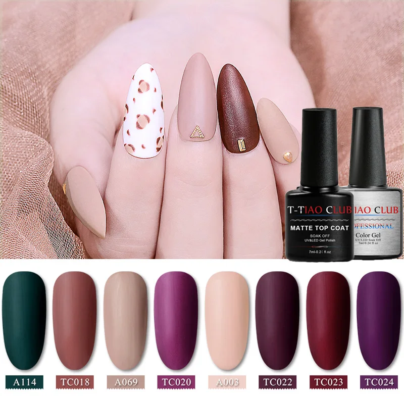 

T-TIAO CLUB Matte Top Coat Primer Color Nail Gel Hybrid Polish Varnish Semi Permanant Soak Off UV LED Nails Gel Nail Art Lacquer