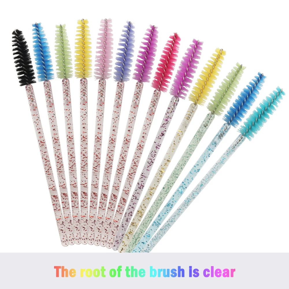 

50 pcs Cosmetic Eyelash Brush Crystal Mascara Wands Applicator Diamond Eyelashes brushes Disposable Make Up brushes Tools