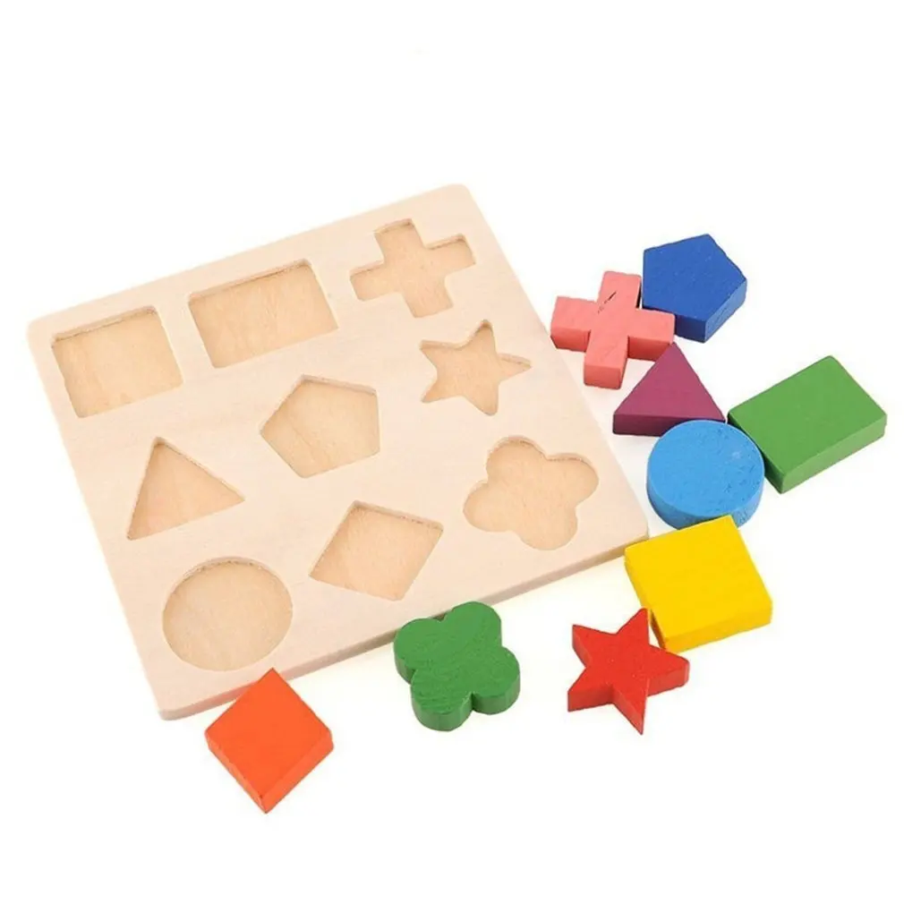 Детские деревянные геометрические блоки паззлы, Детские познавательные игрушки для раннего обучения, развивающие игрушки, детский подарок