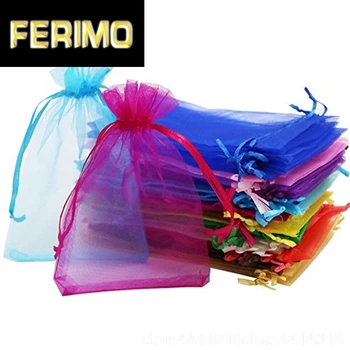

50pcs Drawable Sieraden Verpakking Organza Zakjes7x9 9x12 10x15 11x16 13x18 15x20 17x23CM Bruiloft Sieraden Bag Gift & Zakjes 55