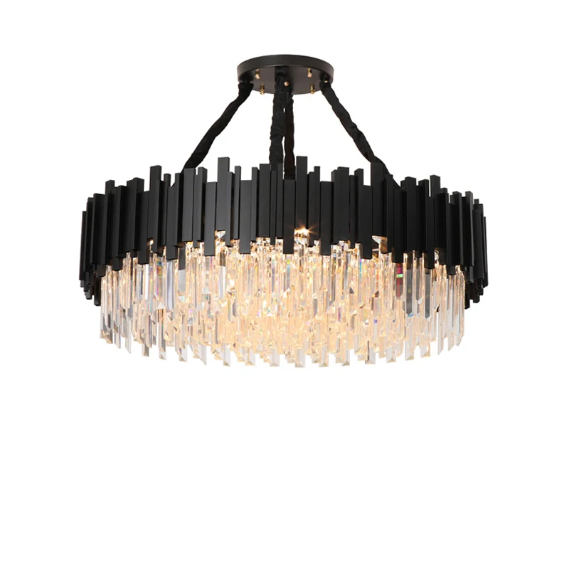 

LED Postmodern Black Gold Crystal Round Designer Lustre Suspension Luminaire Lampen Pendant Lamp.Pendant light For Foyer