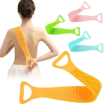 

Soft Silicone Gel Scrub Bath Brush Strip Massage Back Rubs Bathing Tape ArtifactRub The Ash 4Colors ToChoose Shower Supplies