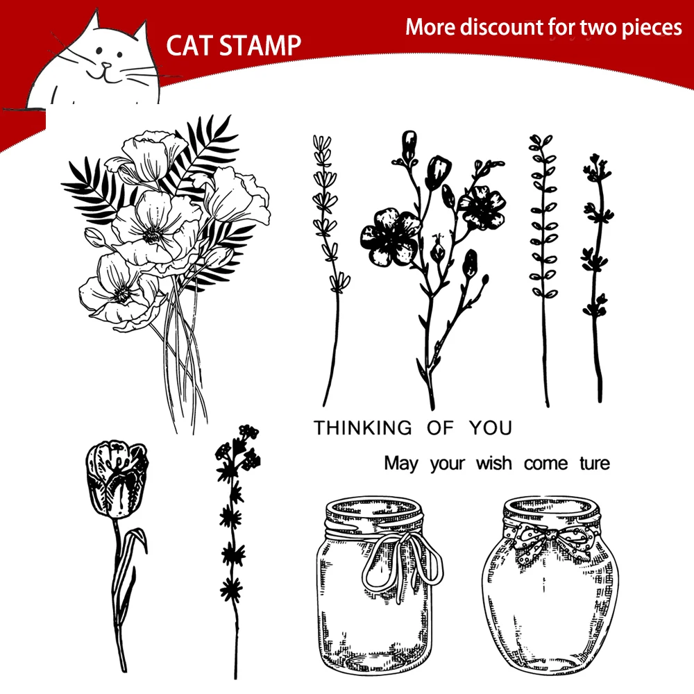 Flower Vase Cutting Dies Clear Stamps For Scrapbooking Card Making Photo Album Silicone Stamp DIY Decorative Crafts | Дом и сад