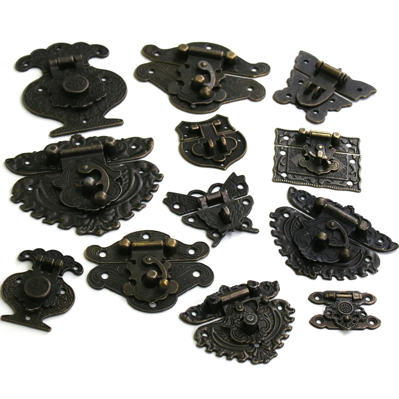 1 set Antique Latches Catches Hasps Small Buckle Case Locks For