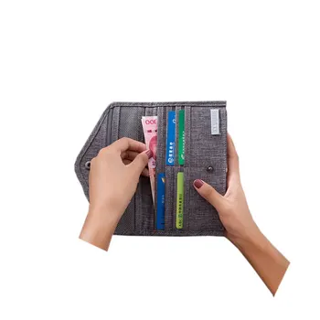 

Polyester Fabric Men Business Cards Passport Covers Anti-theft Travel Abroad Plane Ticket Holder Wallet