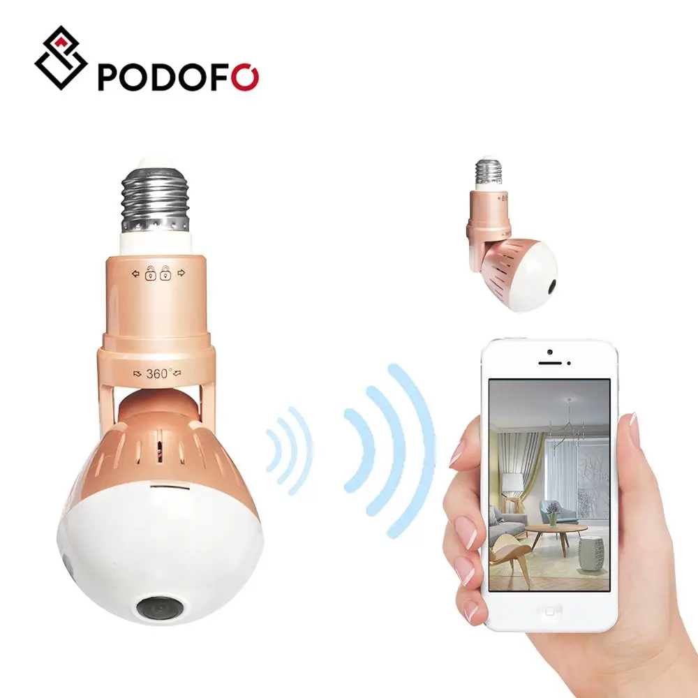 

PODOFO Lamp Wi-Fi Camera 360 Degree Wireless HD Night Vision Audio Home Security IP Camera For Phone Maximum 64G