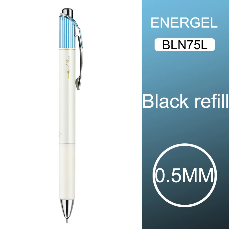 black refill 1 шт. гелевая ручка Pentel Energy Gel быстросохнущая Ручка Kawaii Stripe Clena BLN75L цветные ручки для печати канцелярские принадлежности для школьников, студентов 0,5 мм - Цвет: black refill