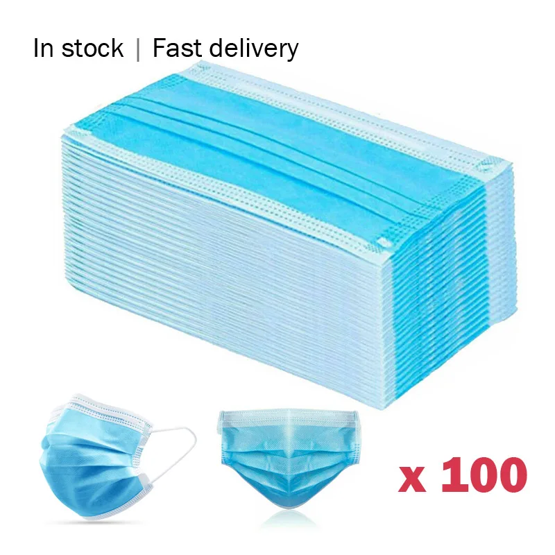 

Disposable Face masks 100Pcs BFE 95% Anti Bacteria Surgical Mouth Mask Non Woven Earloop Flu Anti-Dust Dropshipping