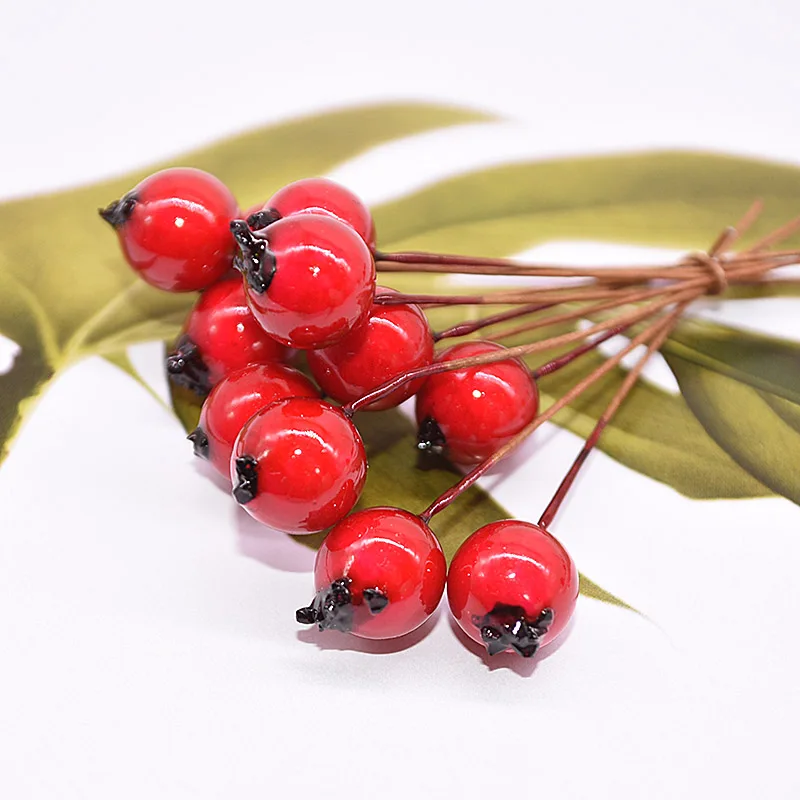 100Pcs Mini Pomegranate Artificial Flowers Stamens Red White Berries Cherry Fake Fruit for Wedding Christmas Decoration Artificial Plants Artificial Flowers Artificial Fruits and Vegetables