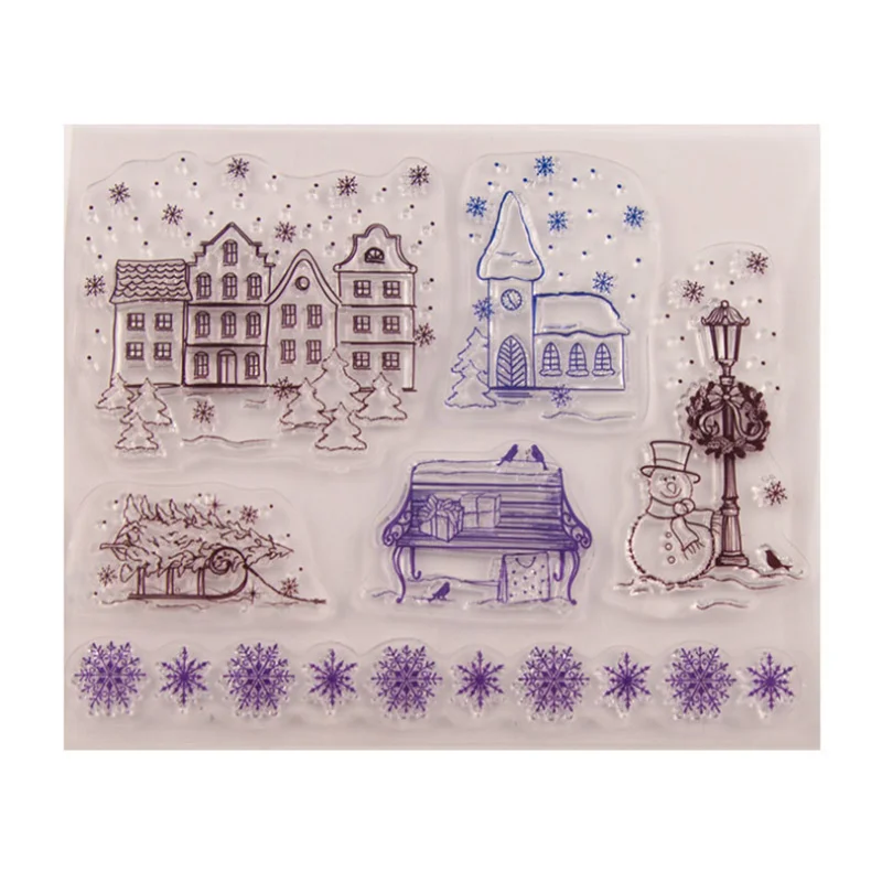 

1pc Winter House Transparent Clear Silicone Stamp Seal DIY Scrapbooking Rubber Stamping Coloring Embossing Diary Decor Reusable
