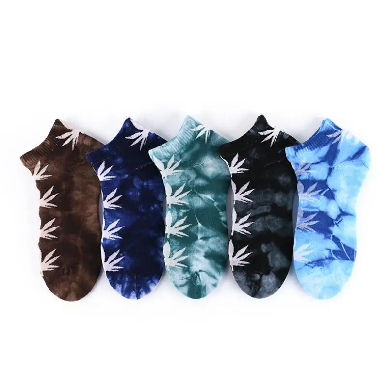 

Men Summer Cotton Tie Dye Ankle Socks Boys Multi Printed Crew Sock Winter Sport Socks Running Riding Tie Dyed Ankle Socks