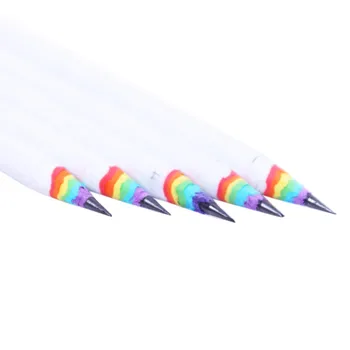 

1pc Cute Rainbow Wooden 2B Pencils Kawaii Gradient Student Cylindrical Pencil For Kids Gift School Supplies Pencil Stationery