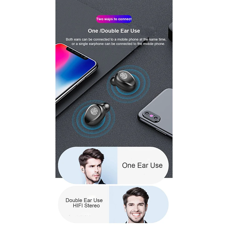 Для TWS V5.0 bluetooth-гарнитура беспроводные наушники для Android мобильного телефона планшета ПК бега спорта