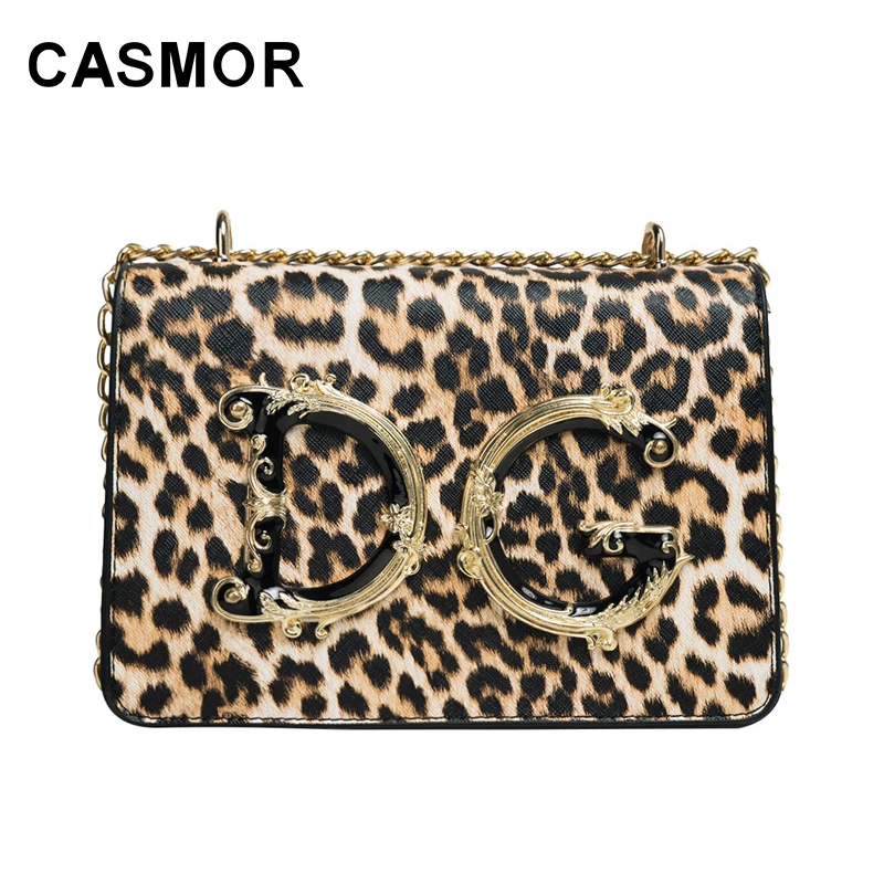 

CASMOR Crossbody Bag 2019 Brand Designer Fashion Luxury Shoulder Bags Ladies Vintage Leopard Messenger Bag Letter Flap Bag