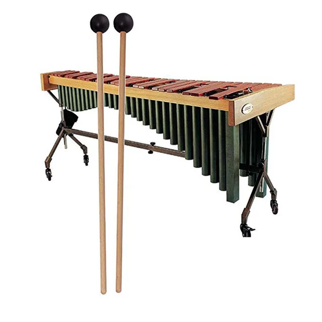 1 Pair Soft Head Wood Core Precussion Mallets Drumsticks Timpani Mallets Oak Handle Perfect Weight and Balance