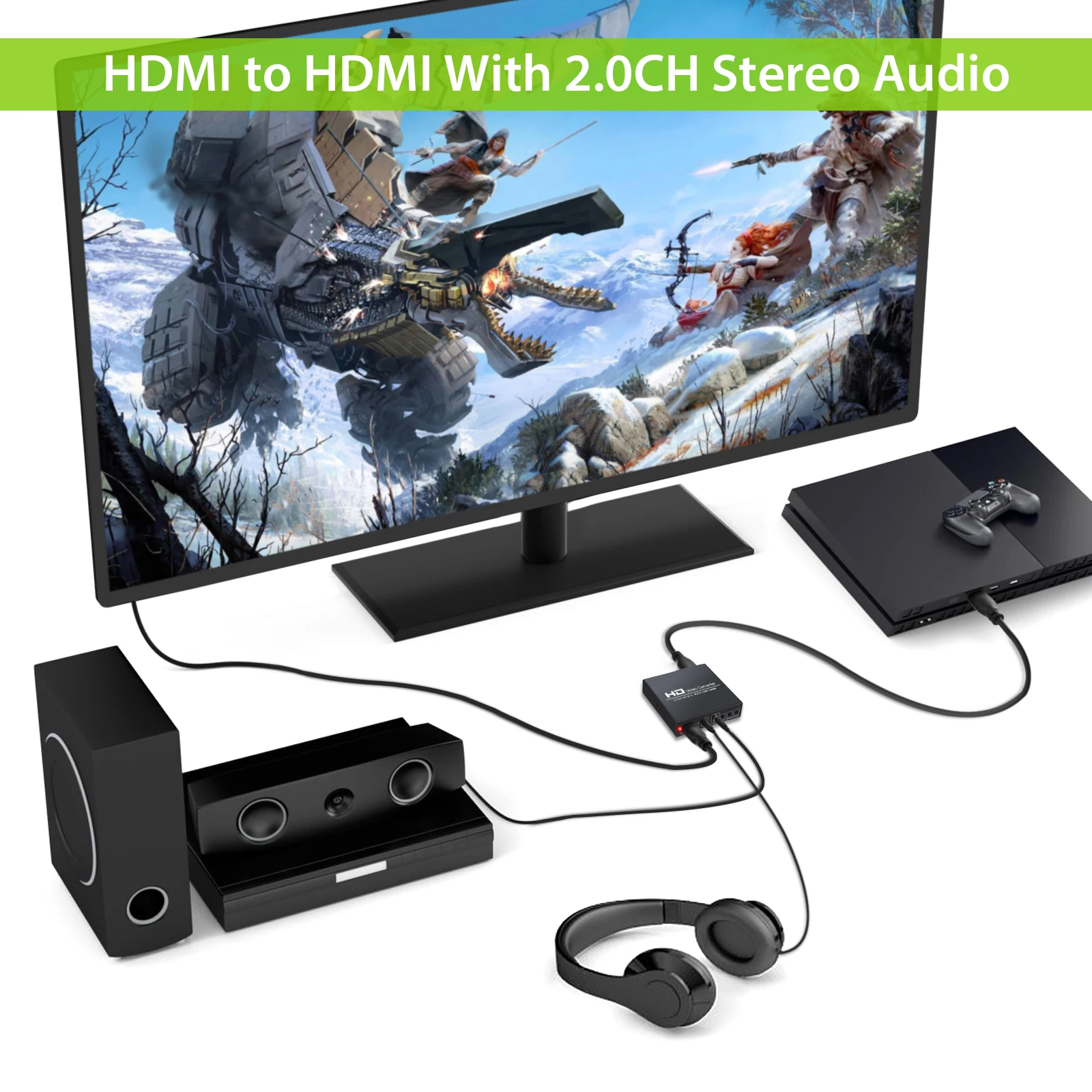 LiNKFOR 1080p AV+ HDMI к HDMI с 3,5 мм наушниками и коаксиальный стерео аудио Поддержка CVBS сигнал с 1,5 м av-кабелем для DVD PS3