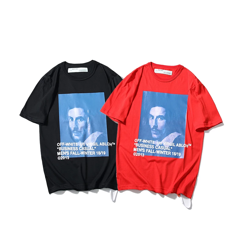 19ss Off-White C/O VIRGIL ABLOH OW религиозная, портретная Мужская/Женская хлопковая модная футболка унисекс с круглым вырезом и короткими рукавами