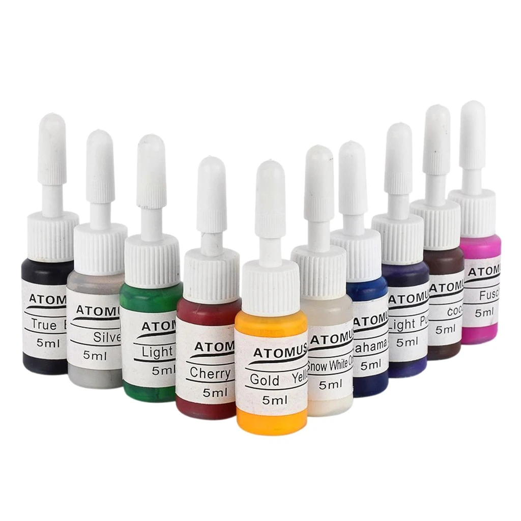 

10 Colors 0.18oz/Bottle Professional Tattoo Ink Pigment for Permanent Makeup