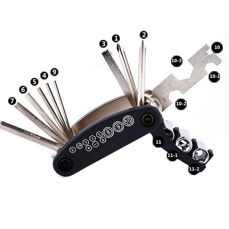 

16 In 1 Bike Bicycle Repair Tools Set Cycling Multi Repair Tool Kit Hex Spoke Wrench Mountain Road Bike Screwdriver Tool