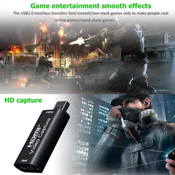

Mini Video Capture Card USB 2.0 HDMI Video Capture Grabber Phone Game HD Camera Capture Recording Box + PC Live Streaming