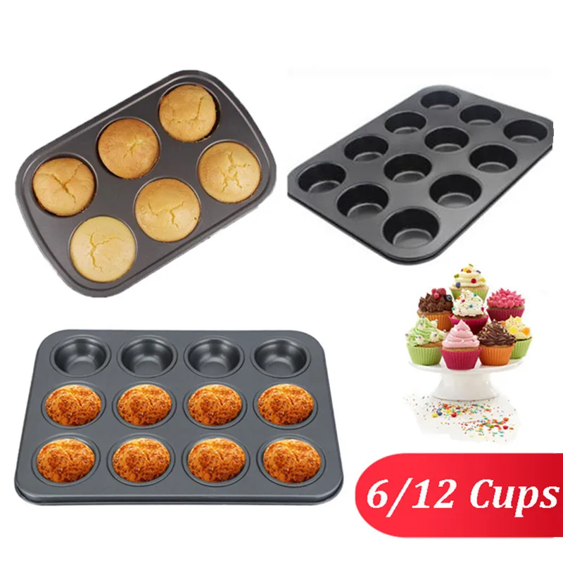 Non Stick Muffin Fairy 12 Cake Yorkshire Pudding Baking Deep Mould Cup Tray Tin 