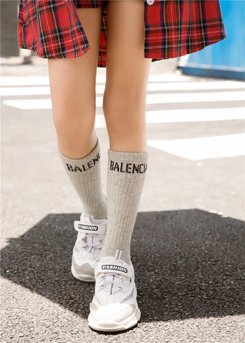 Korean-style Spring And Summer Cotton BB English Lettered Children Tube Socks Candy Color Online Celebrity Parent And Child
