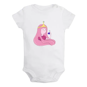 

Adventure Time Princess Bubblegum Flame Princess Printed Newborn Baby Girl Boys Clothes Short Sleeve Romper Outfits 100% Cotton