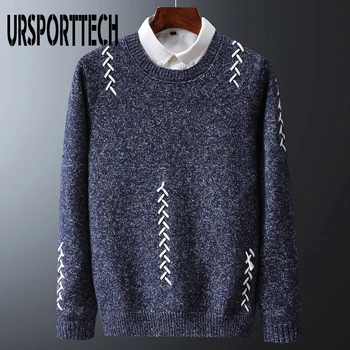 

2019 New Fashion Men Sweater Streetwear Casual Slim Fit Male Clothing Long Sleeve Knitted Pullovers Winter Thick O-Neck Vintage