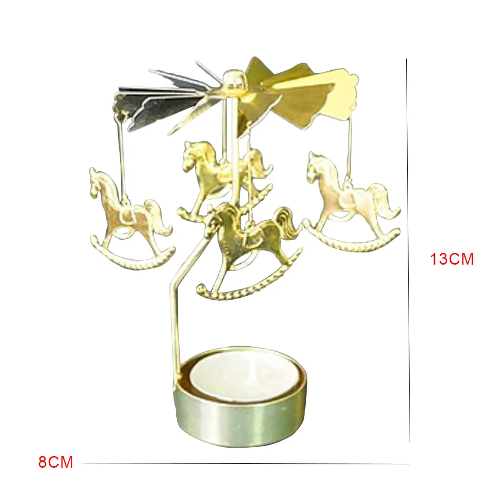 Silver Gold Candlesticks Rotating Romantic Rotation Spinning Carrousel Tea Light Candle Holder Dinner Wedding Bar Party candle holders