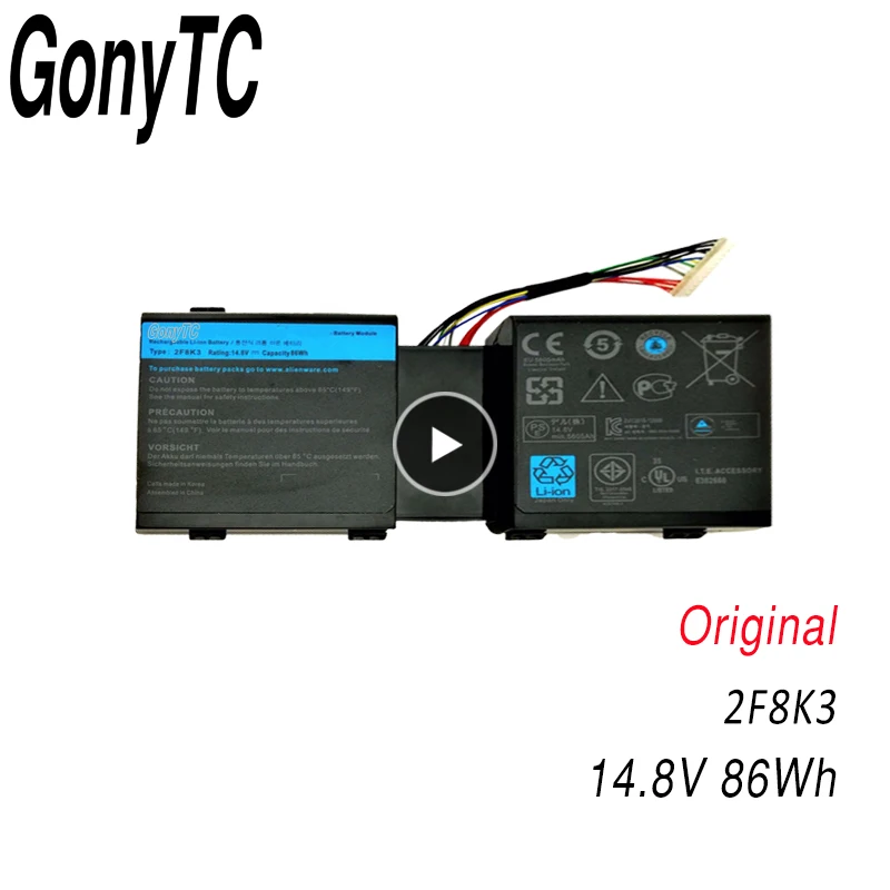GONYTC 2F8K3 Laptop Battery for DELL Alienware 17 18 M17X R5 M18X R1 0KJ2PX KJ2PX G33TT 14.8V 86WH | Компьютеры и офис