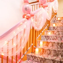 500 см/дешевый Прозрачный марлевый тюль, смешанная ткань, свадебное украшение для дома, сделай сам, прозрачная жесткой пряжи, украшение для стула, ширина 48 c