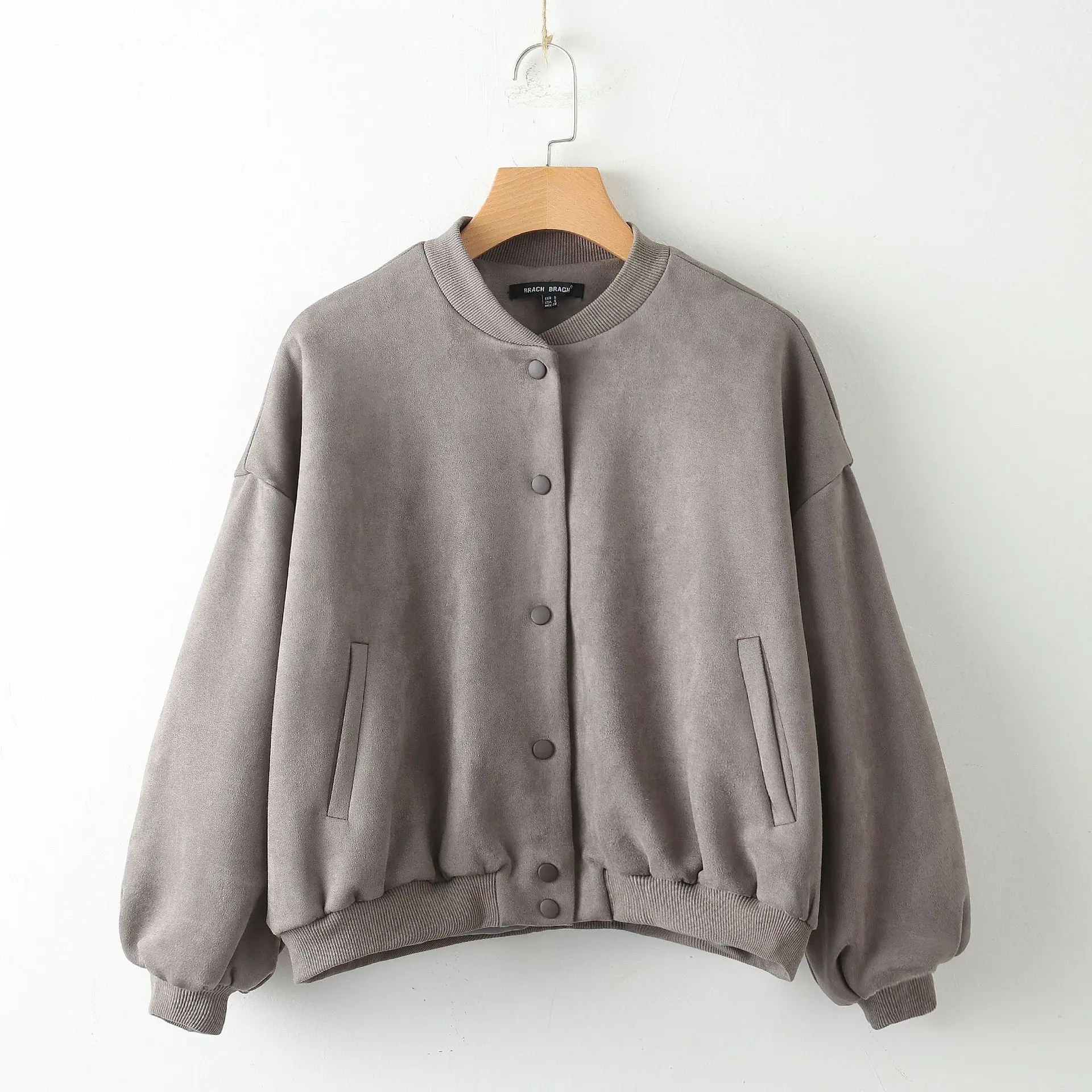 

40cc9-8851 2018 Autumn And Winter New Style Casual Style Loose-Fit Suede Flight Jacket Baseball Jacket Women's