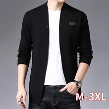 Мужской повседневный вязаный свитер из хлопка и шерсти, кардиган, Мужская одежда, осень-зима, новые мужские Свитера и кардиганы