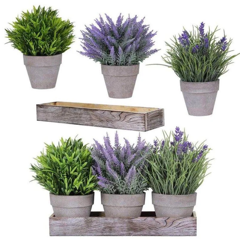 1 Bouquet Provence Lavender Artificial Flowers Wedding Decorations Flower Vase for Home Decor Romantic Purple | Дом и сад