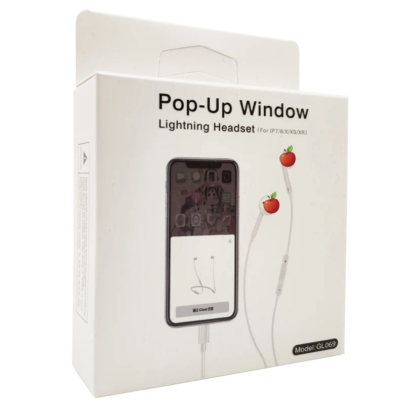 Acespower Pop Up Window наушники для iPhone 7 8 Plus X XR XS MAX iOS белые наушники-вкладыши Hi-Fi стерео проводные наушники подключаются напрямую