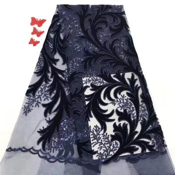 

2019 French Sequins Laces Wedding African French Net Lace Fabric High Quality 3d Tulle Lace Fabric For African Lace