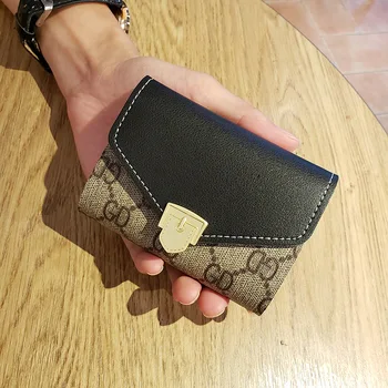

2020 New Women's Personality Contrast Card Ms. PU Leather Card Holder Credit Card Sets Small Simple Cute Card Pack