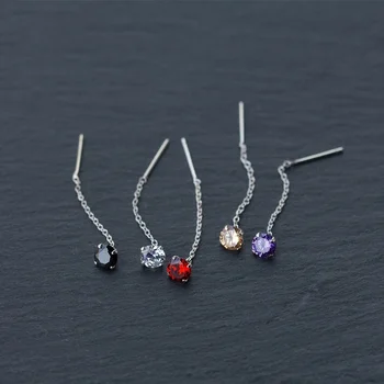 

2 Pairs Zircon Crystal Dangle Drop Earrings Short Tassel Chain Earrings For Women Wedding Fashion Jewelry Five Colors for choose
