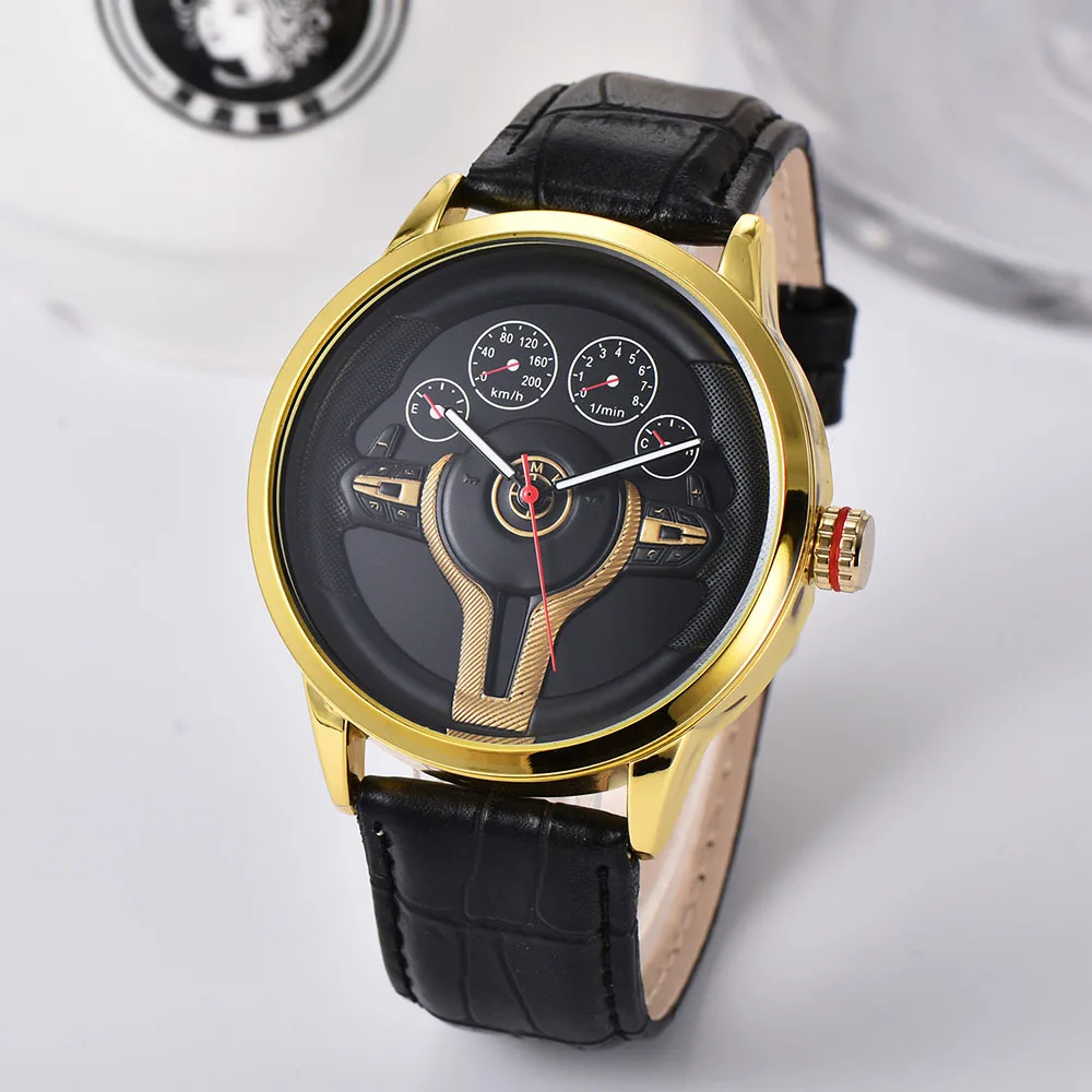 Creative Natrual style Classic precision Fashion Men's Quartz watch 3D Racing tire Free Stainless Strap Clock Casual Sports 2021 