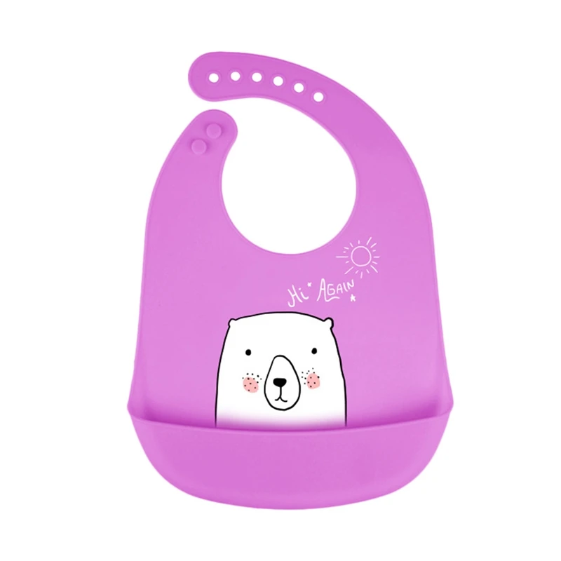 BB7003PP Детские фартуки с рисунком медведя из мультфильма для новорожденных, водонепроницаемые силиконовые нагрудники для кормления, регулируемые нагрудники-банданы для малышей - Цвет: BB7003PP